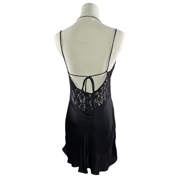 Free People Lace Satin Chemise Slip Dress | Black | Dainty Feminine Romantic | S - Picture 2 of 11